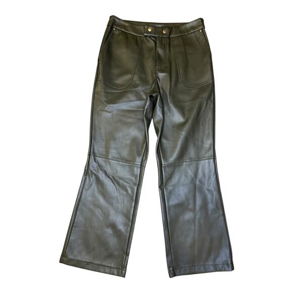 NEW GREY COLLECTIVE Women’s Size 2 Green‎ Faux Leather Flare Pants NWOT - Picture 1 of 6
